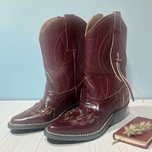NWT Child’s Western Boot | Size 12.5 | Burgundy Embroidered Cowboy Boots